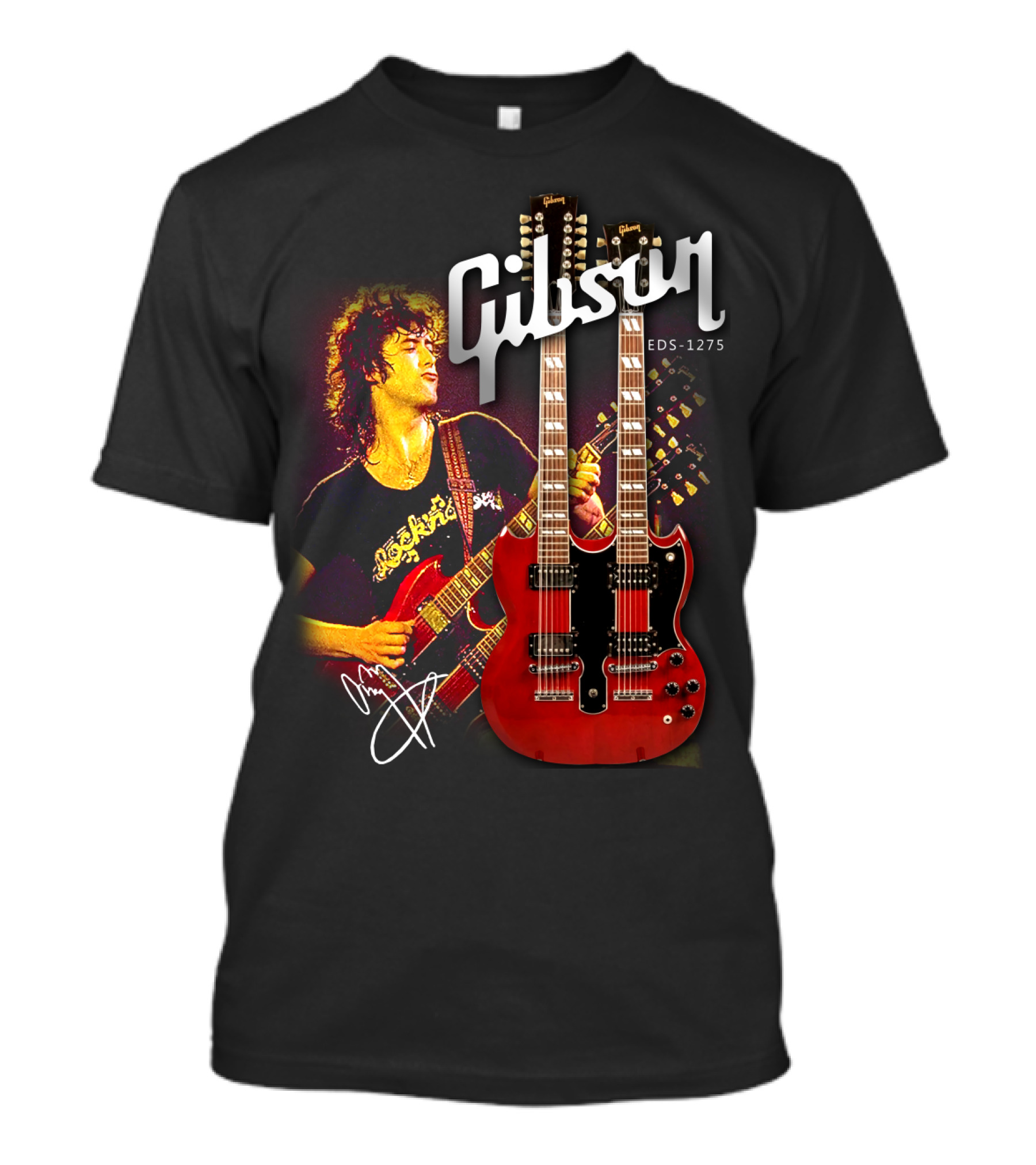 Gibson EDS-1275 Ajimmypage Signature Double Neck Guitar Music Scene T-Shirt