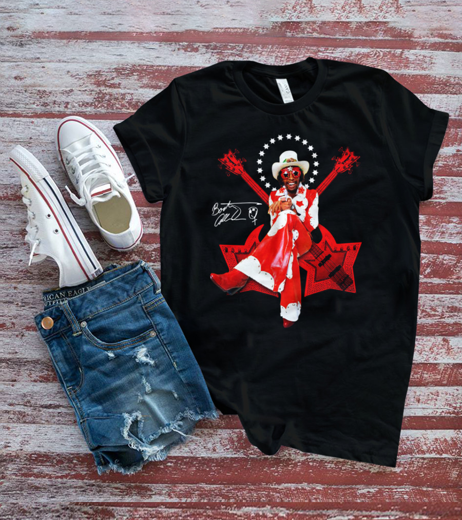 Bootsy Collins Funk Bass Star Double Guitar Red Suit T-Shirt