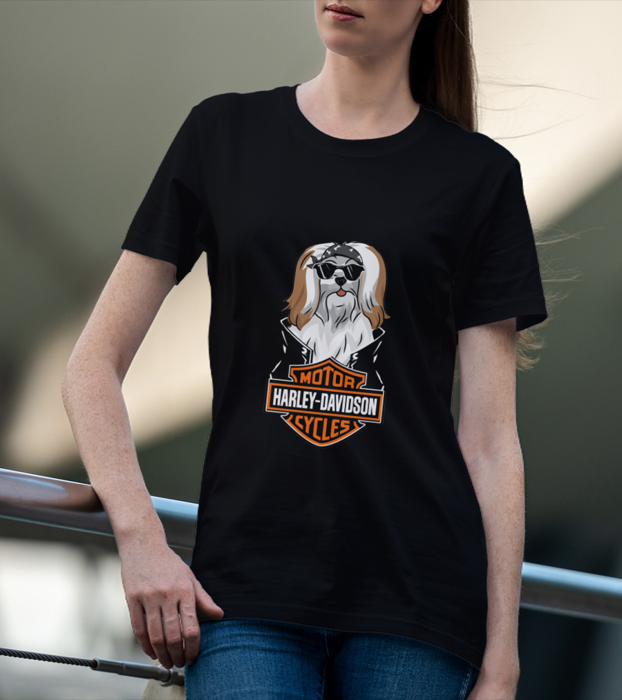 Lhasa Apsos Harley Davidson Motorcycles T-Shirt