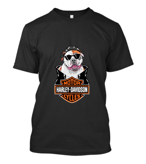 American Bulldog Harley Davidson Biker Style T-Shirt