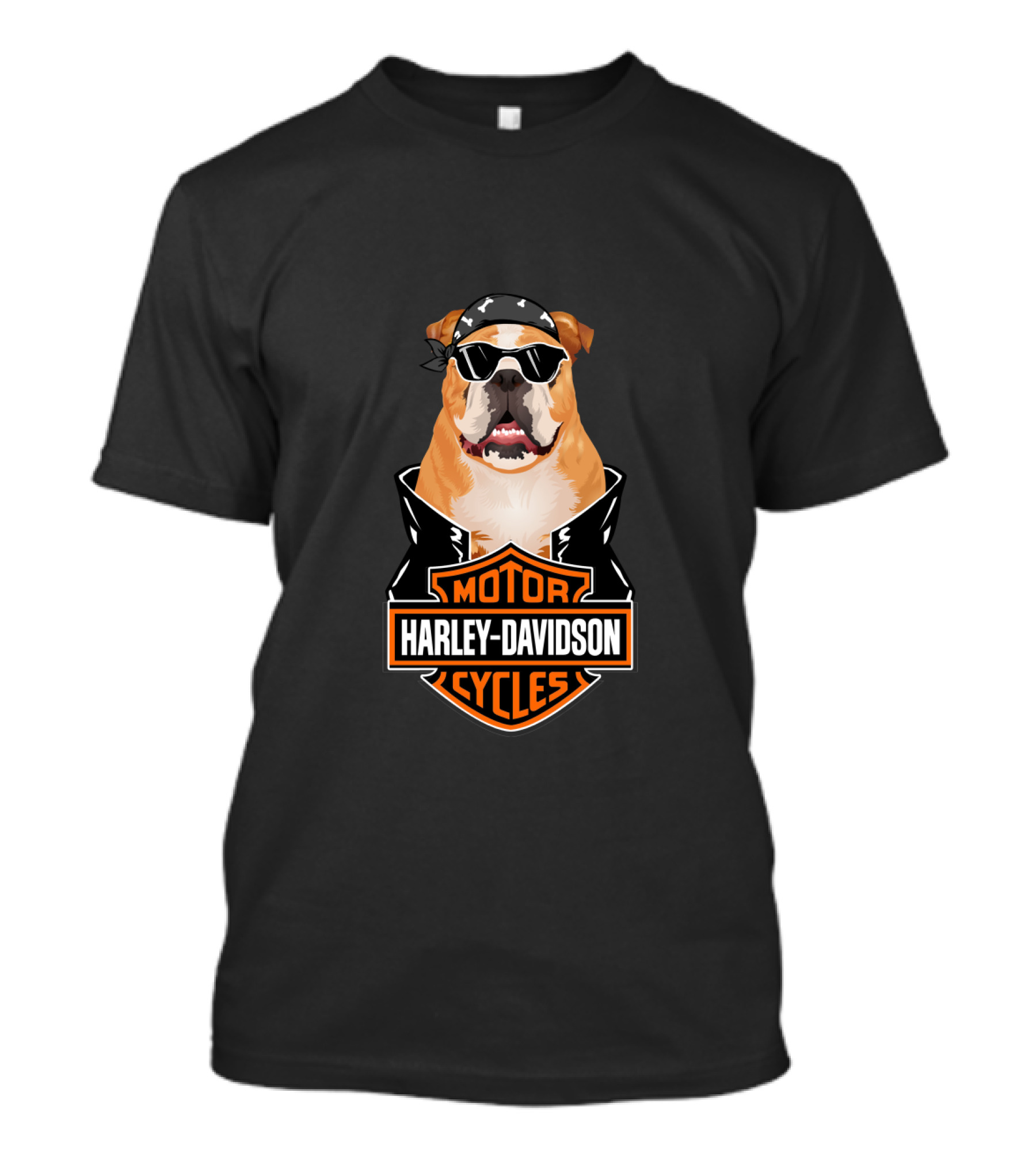Harley Davidson Boxer Biker Dog With Sunglasses And Bandana T-Shirt