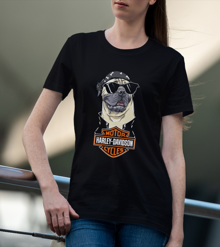 Bullmastiff Harley Davidson Motorcycles Biker Cool Dog T-Shirt