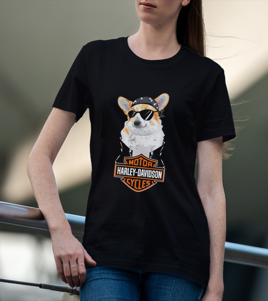 Harley Davidson Motor Cycles Corgi Biker T-Shirt