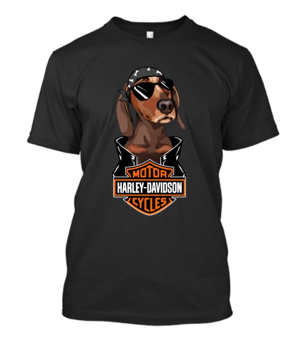 Dachshund Harley Davidson Motorcycles Biker Style T-Shirt