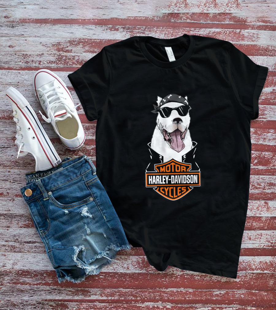 Dogo Argentino Biker Harley Davidson Motor Cycles T-Shirt