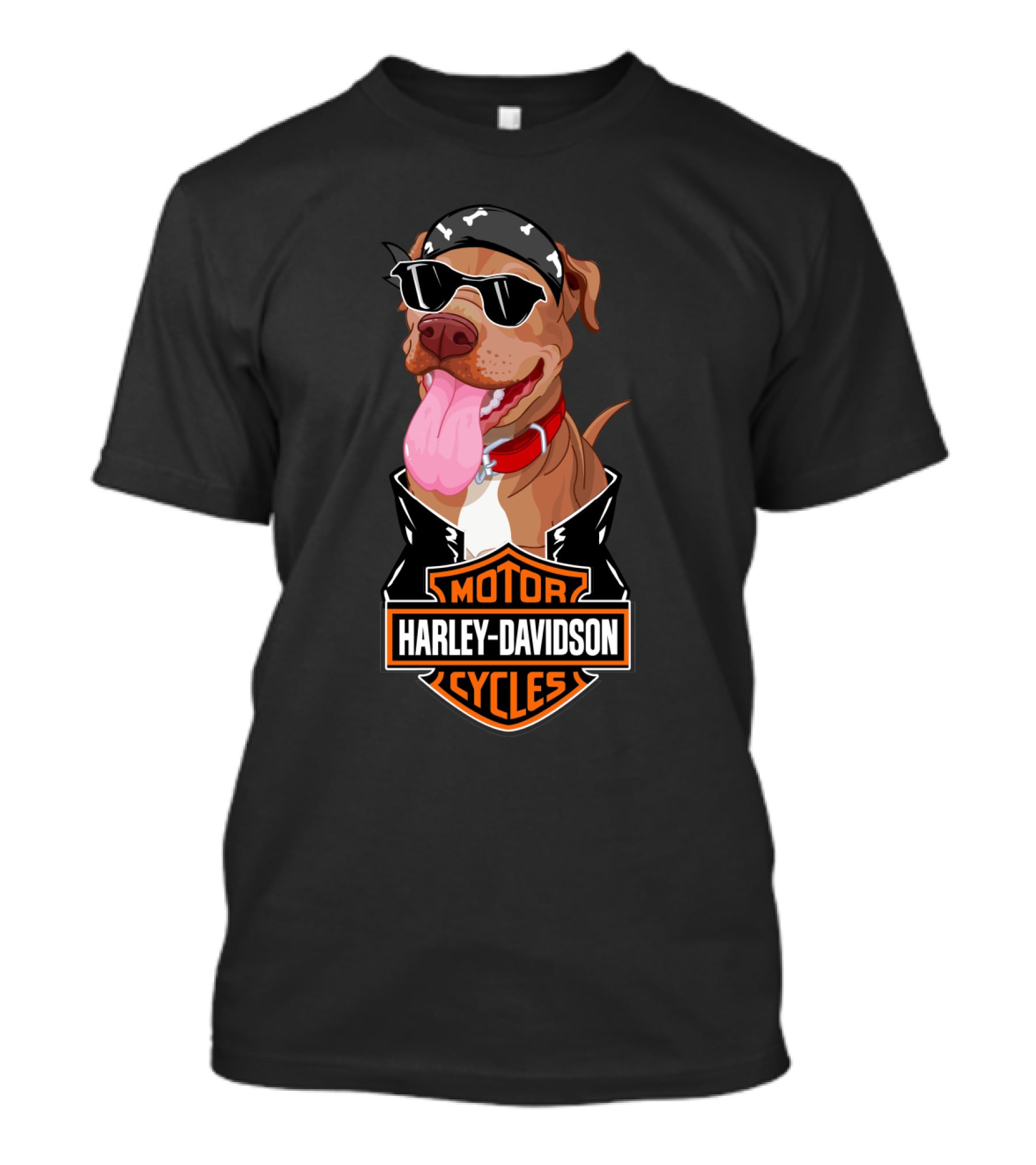 Harley Davidson Motorcycles Pit Bull Biker Bandana Sunglasses T-Shirt