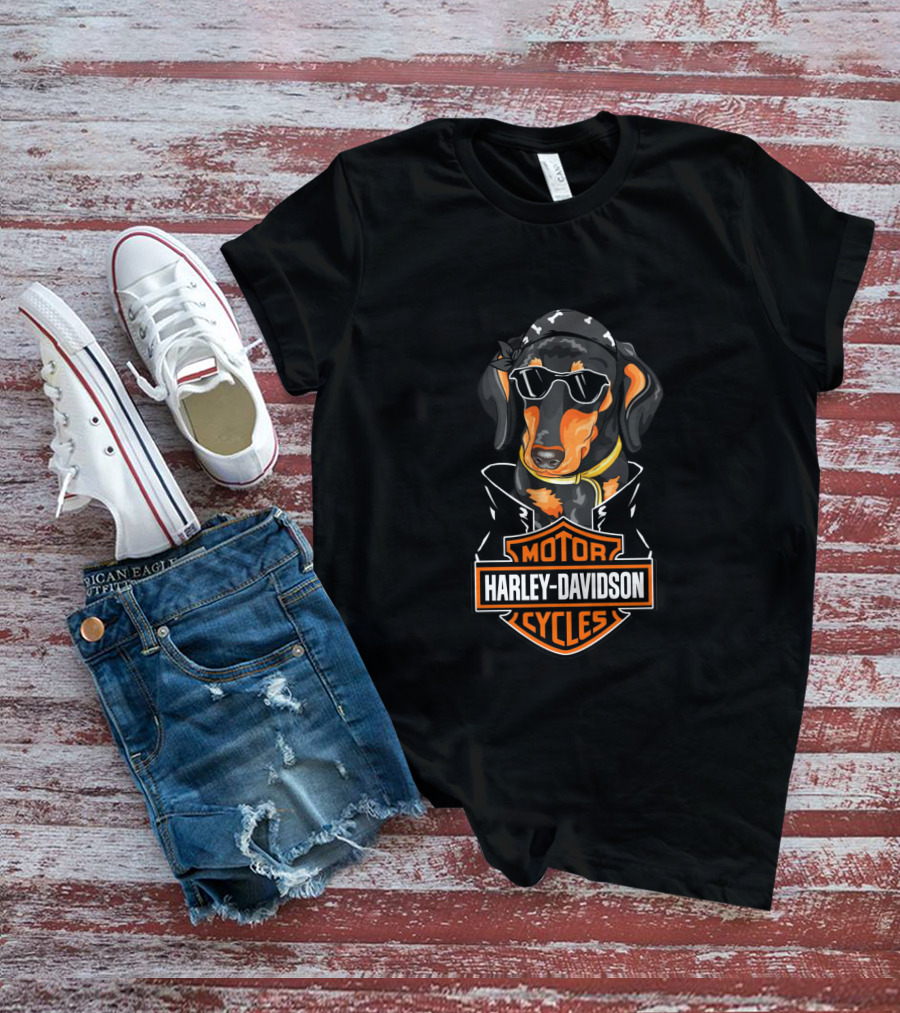 Dachshund Biker Harley Davidson Motor Cycles T-Shirt
