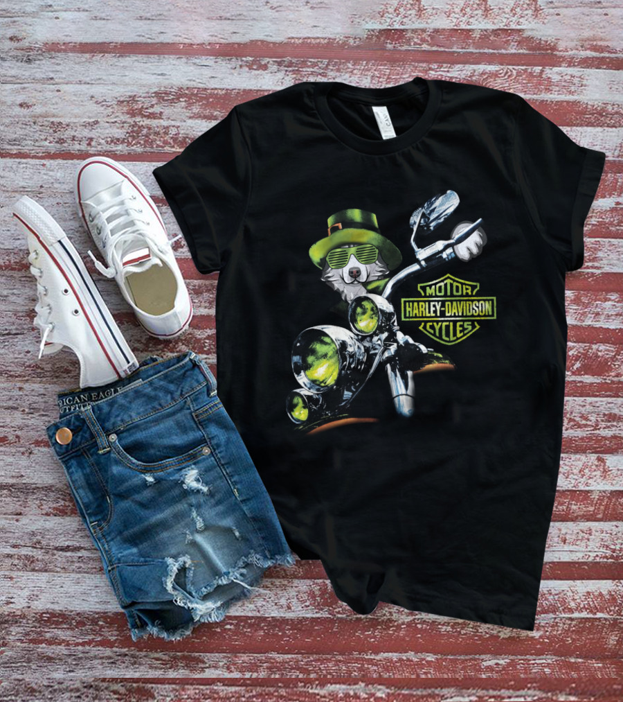 Alaskan Malamute Harley Davidson Cycles St. Patrick's Day Motorcycle Ride T-Shirt