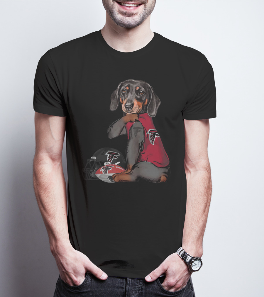 Atlanta Falcons Dachshund With Football Helmet And Ball T-Shirt