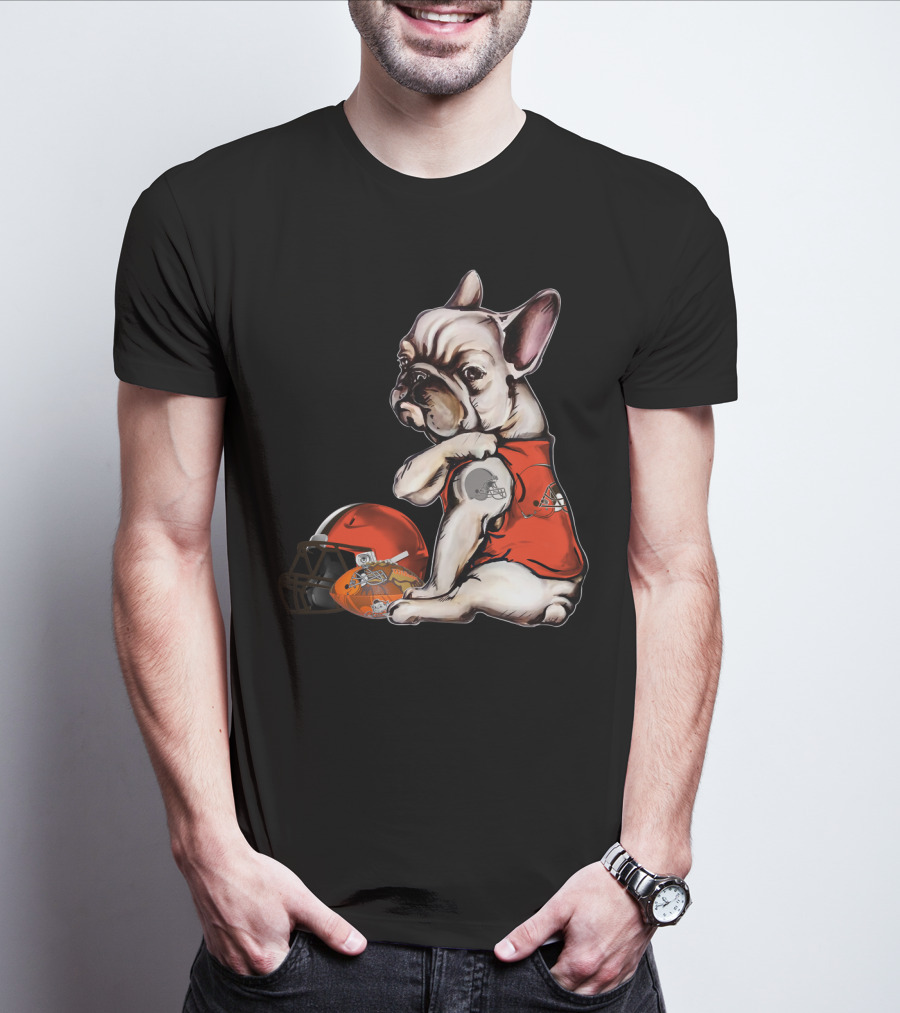 Cleveland Browns Pug Football Helmet And Jersey T-Shirt