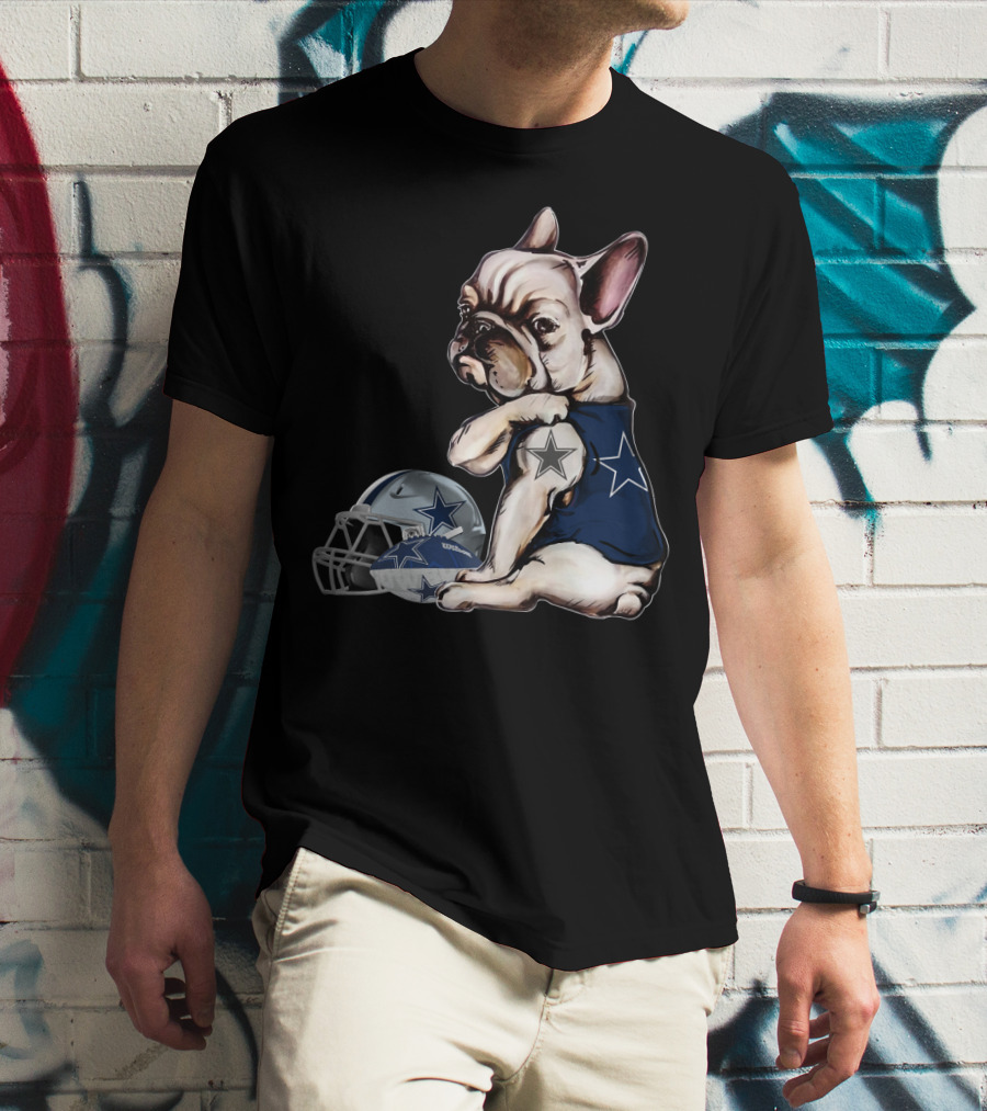Dallas Cowboys Pug With Star Jersey And Helmet T-Shirt
