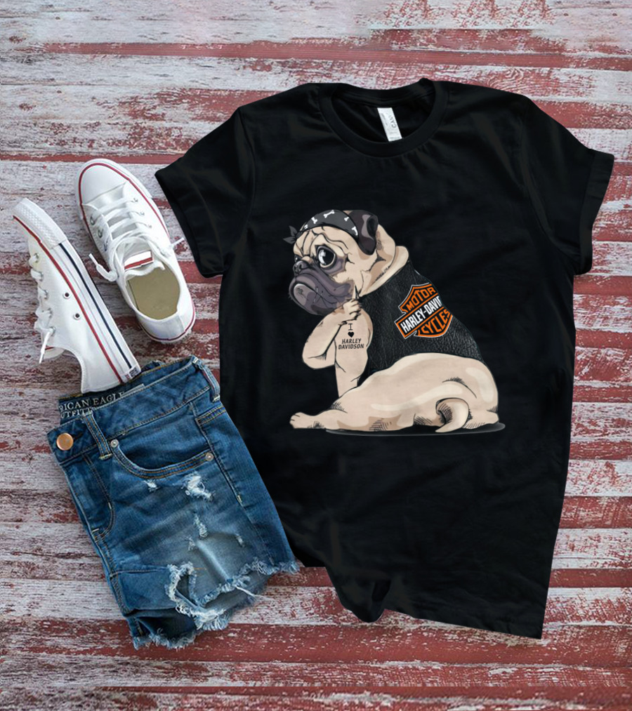 Harley Davidson Pug Motorcycles I Love Harley Davidson T-Shirt