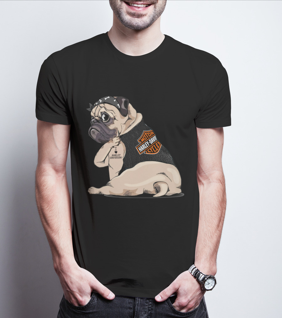 Harley Davidson Pug Motorcycles I Love Harley Davidson T-Shirt
