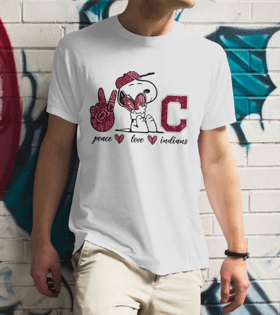 Peace Love Cleveland Indians Snoopy C T-Shirt