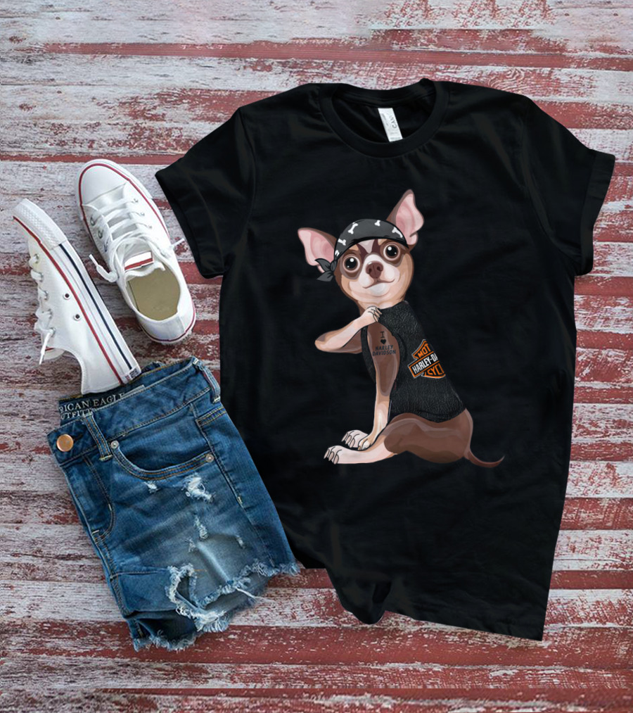 I Love Harley Davidson Chihuahua Hd T-Shirt