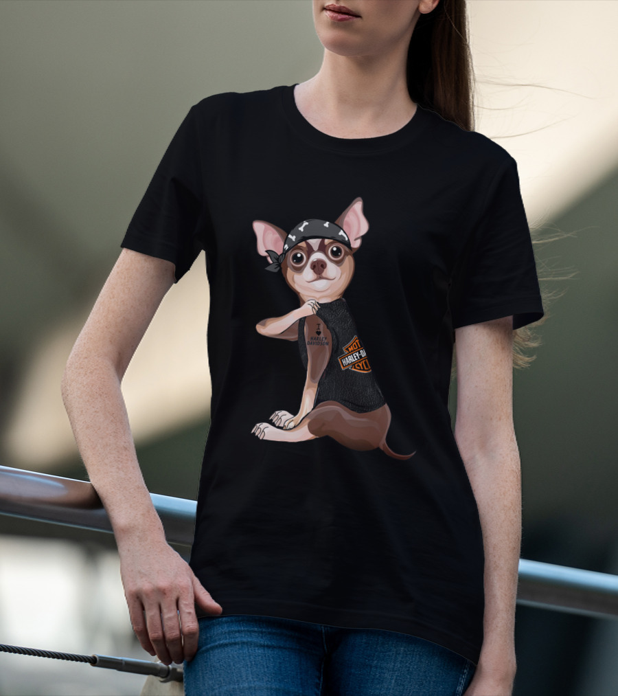 I Love Harley Davidson Chihuahua Hd T-Shirt
