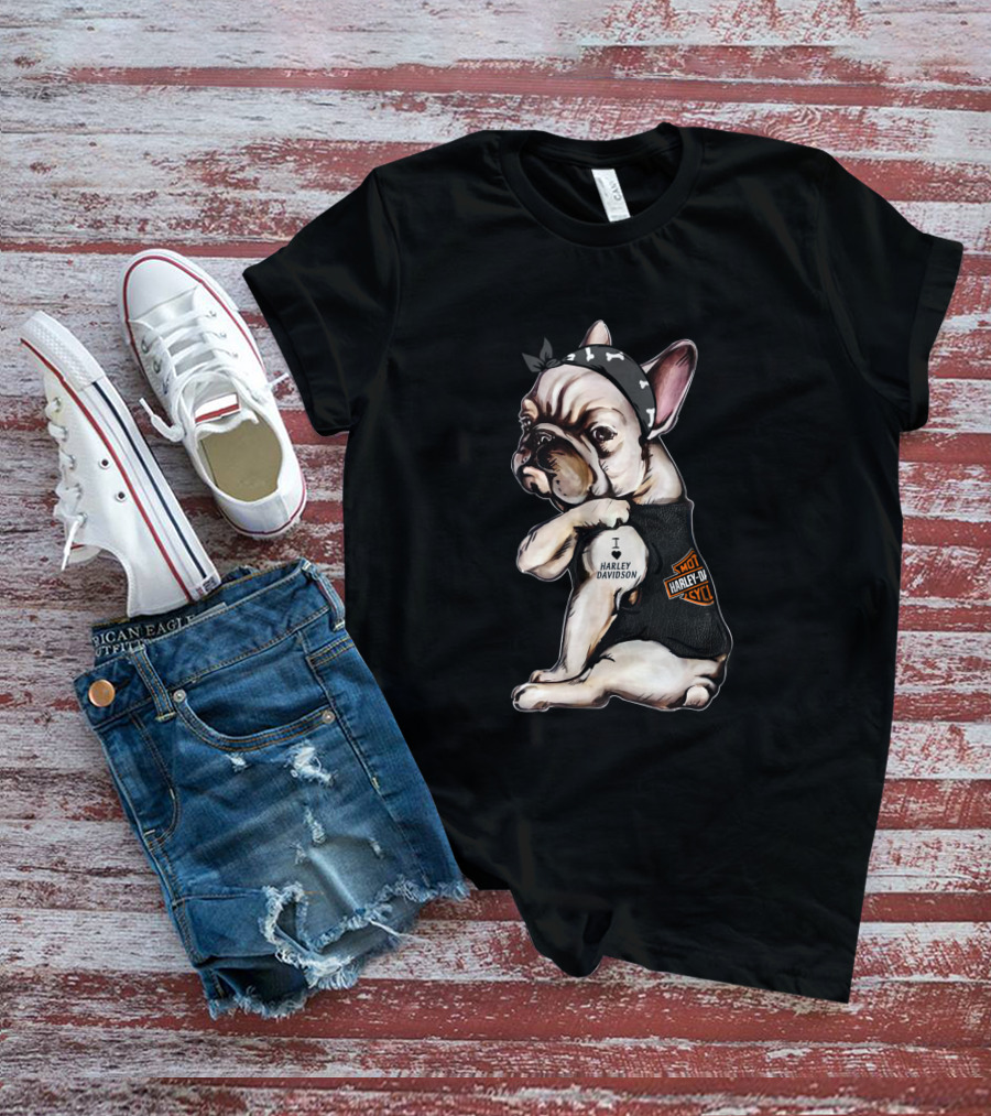 I Harley Davidson Hot Motor Cycles French Bulldog Hd T-Shirt