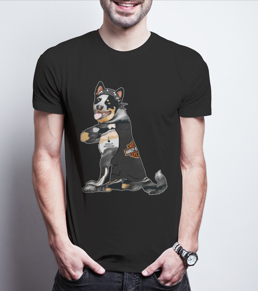 Australian Cattle Dog I Love Harley Davidson Hd T-Shirt