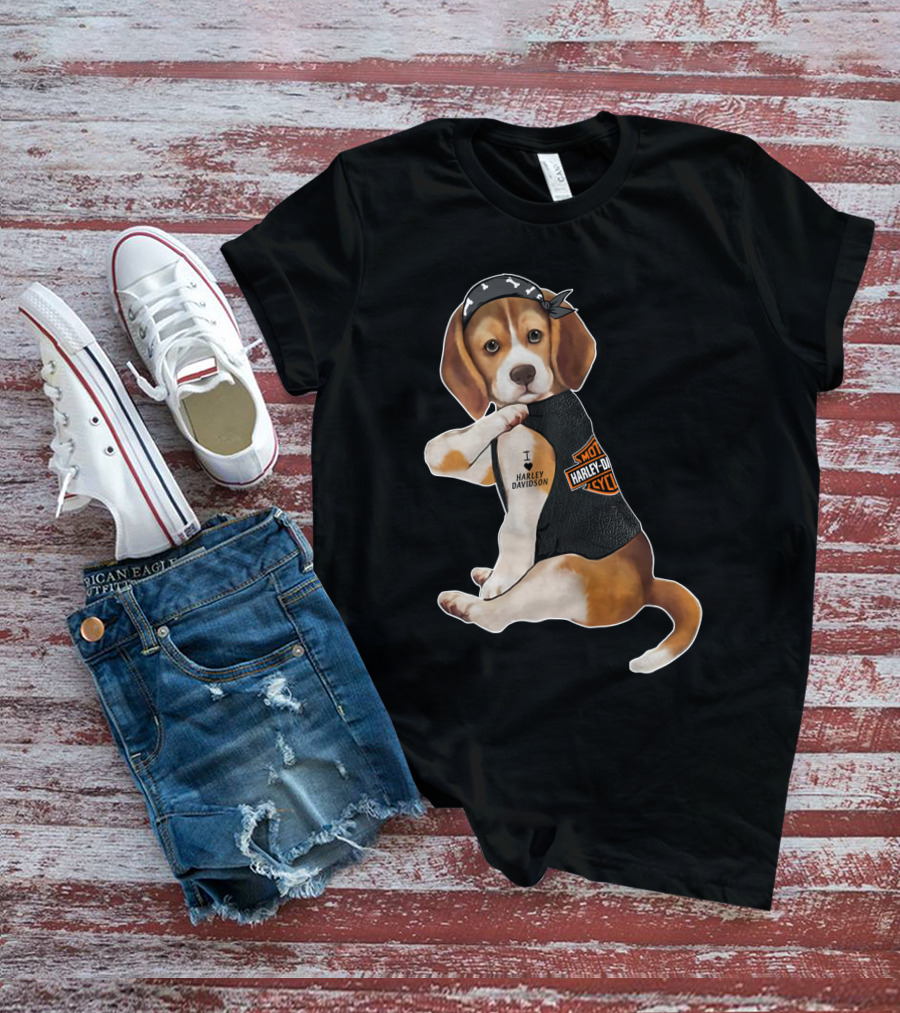 Harley Davidson Beagle I Love Harley Davidson T-Shirt