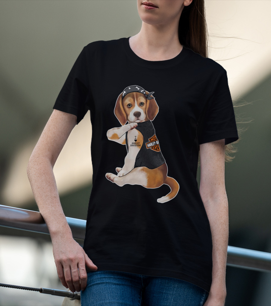 Harley Davidson Beagle I Love Harley Davidson T-Shirt