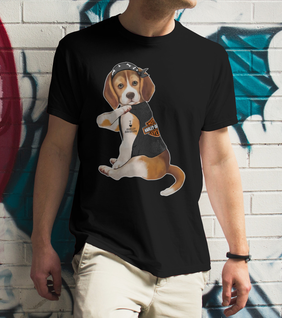 Harley Davidson Beagle I Love Harley Davidson T-Shirt
