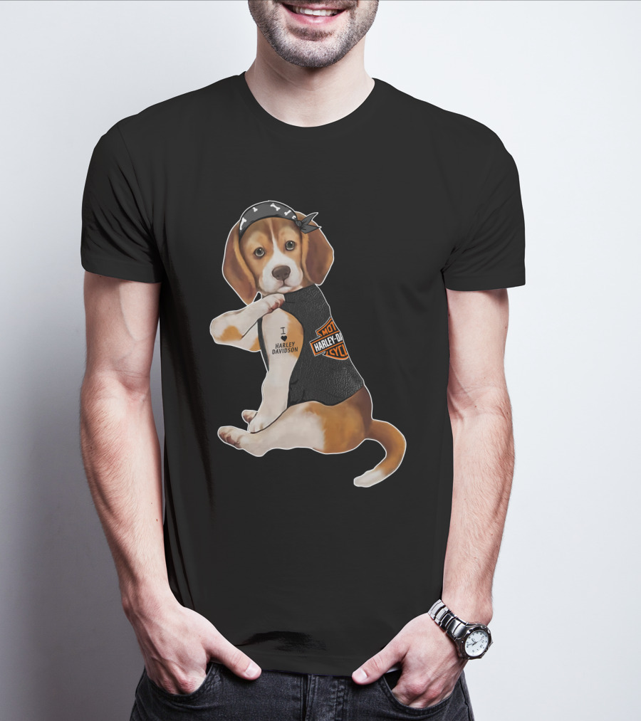 Harley Davidson Beagle I Love Harley Davidson T-Shirt
