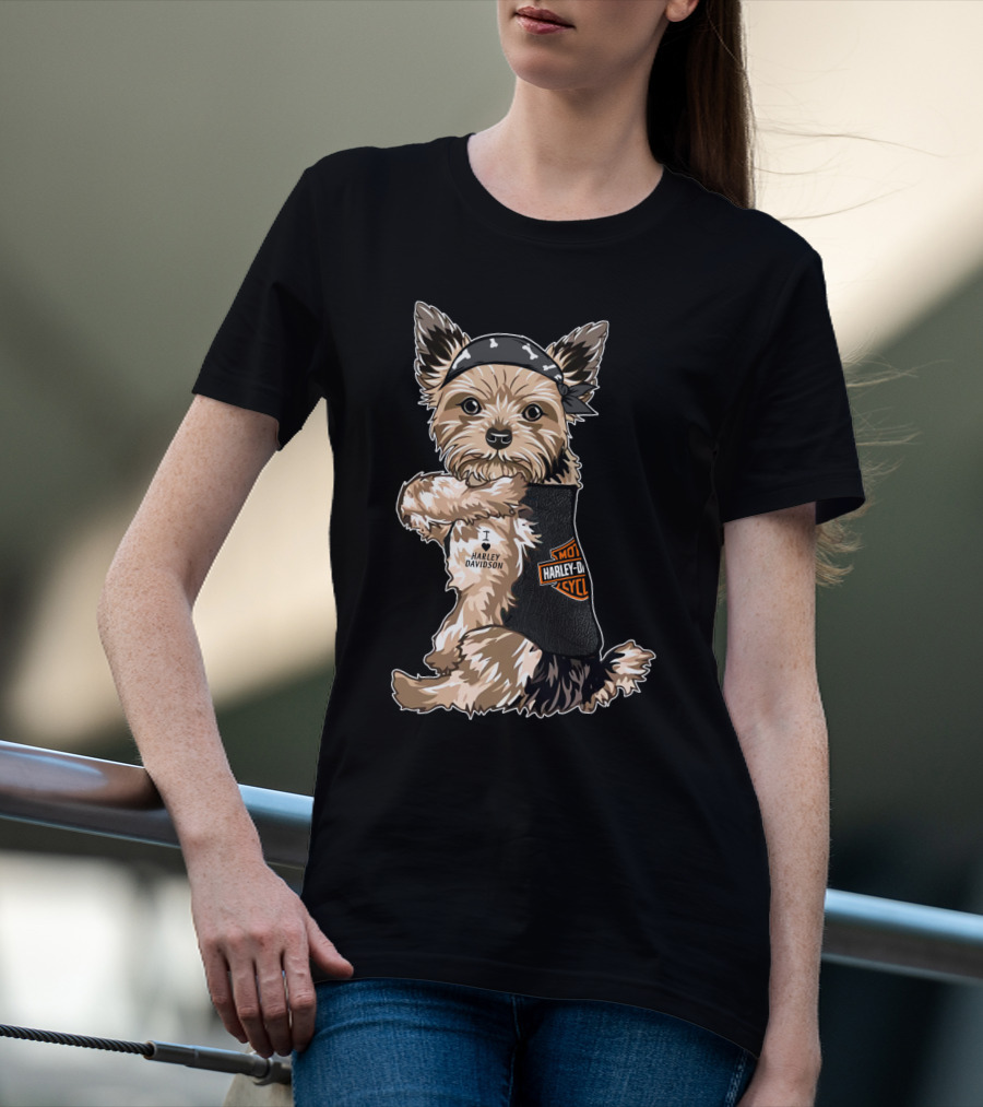 Yorkshire Terrier I Love Harley Davidson Motorcycles T-Shirt