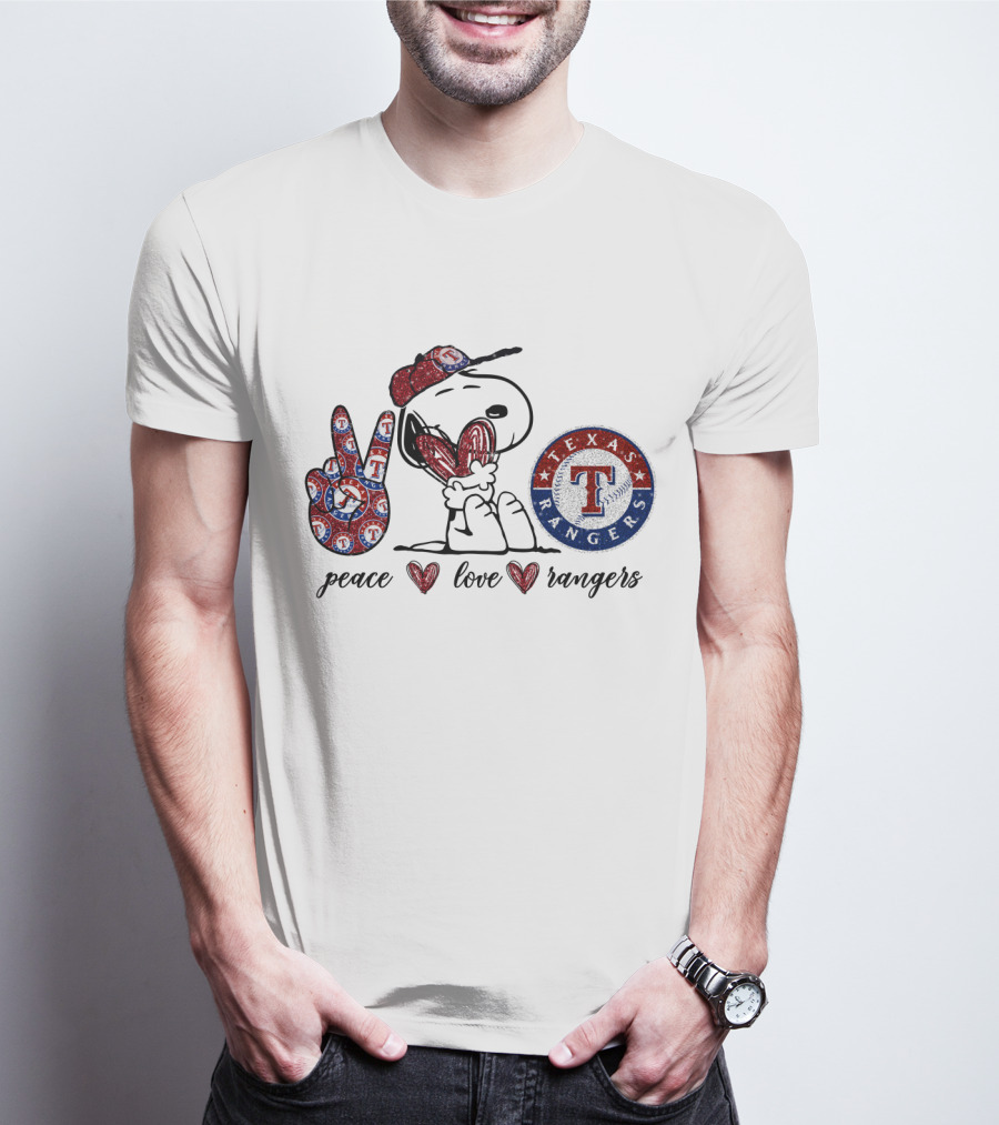 Peace Love Snoopy Texas Rangers T-Shirt
