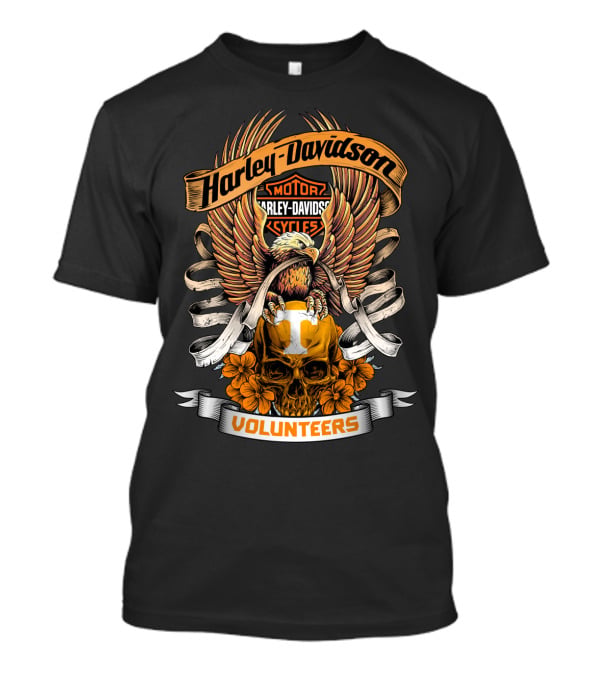 Harley Davidson Motorcycles Tennessee Volunteers Skull Eagle Wings T-Shirt