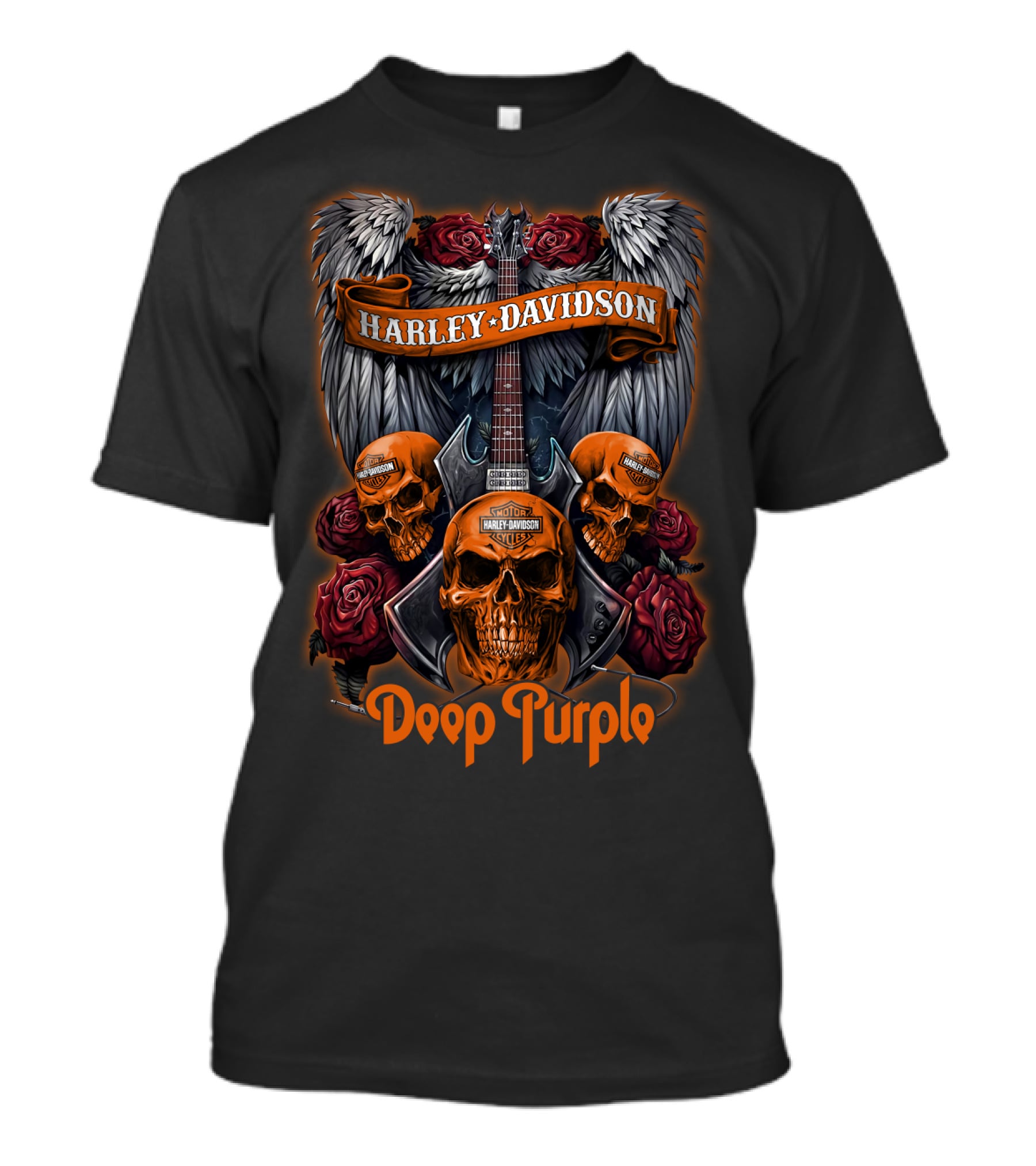 Harley Davidson Deep Purple Skulls And Wings 47Hd T-Shirt