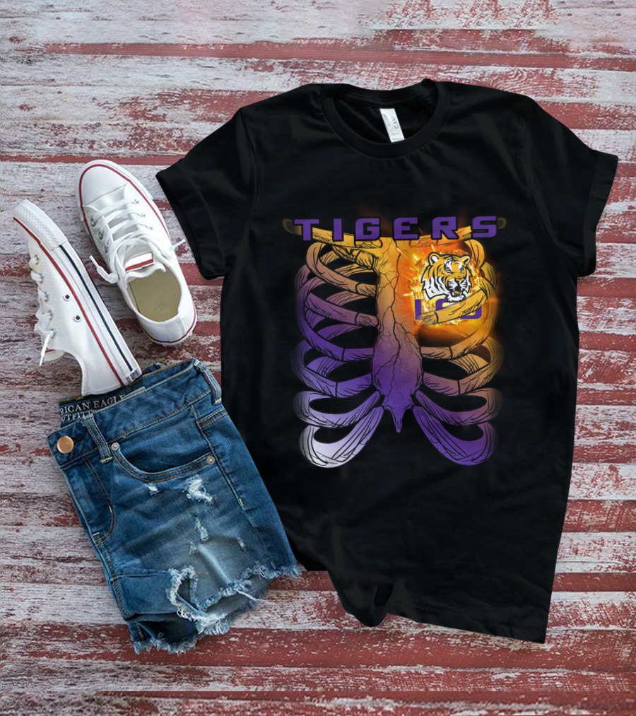 Tigers Ribcage Heart LSU Tigers T-Shirt