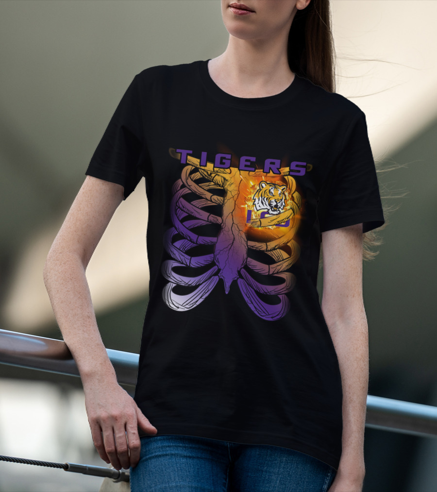 Tigers Ribcage Heart LSU Tigers T-Shirt