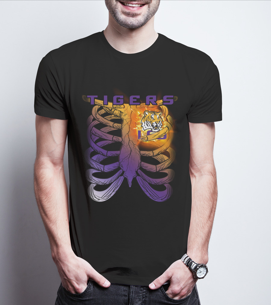 Tigers Ribcage Heart LSU Tigers T-Shirt