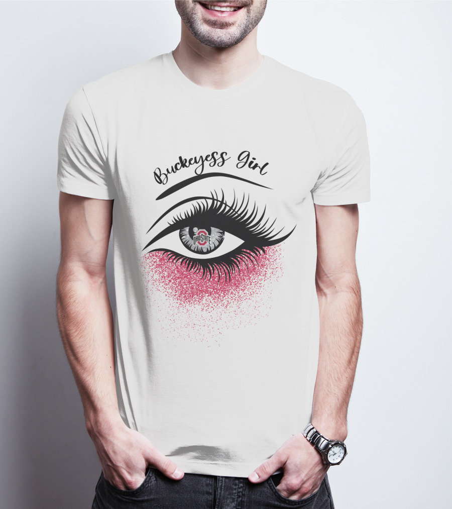Buckeyess Girl Ohio State Eye Logo And Pink Glitter T-Shirt