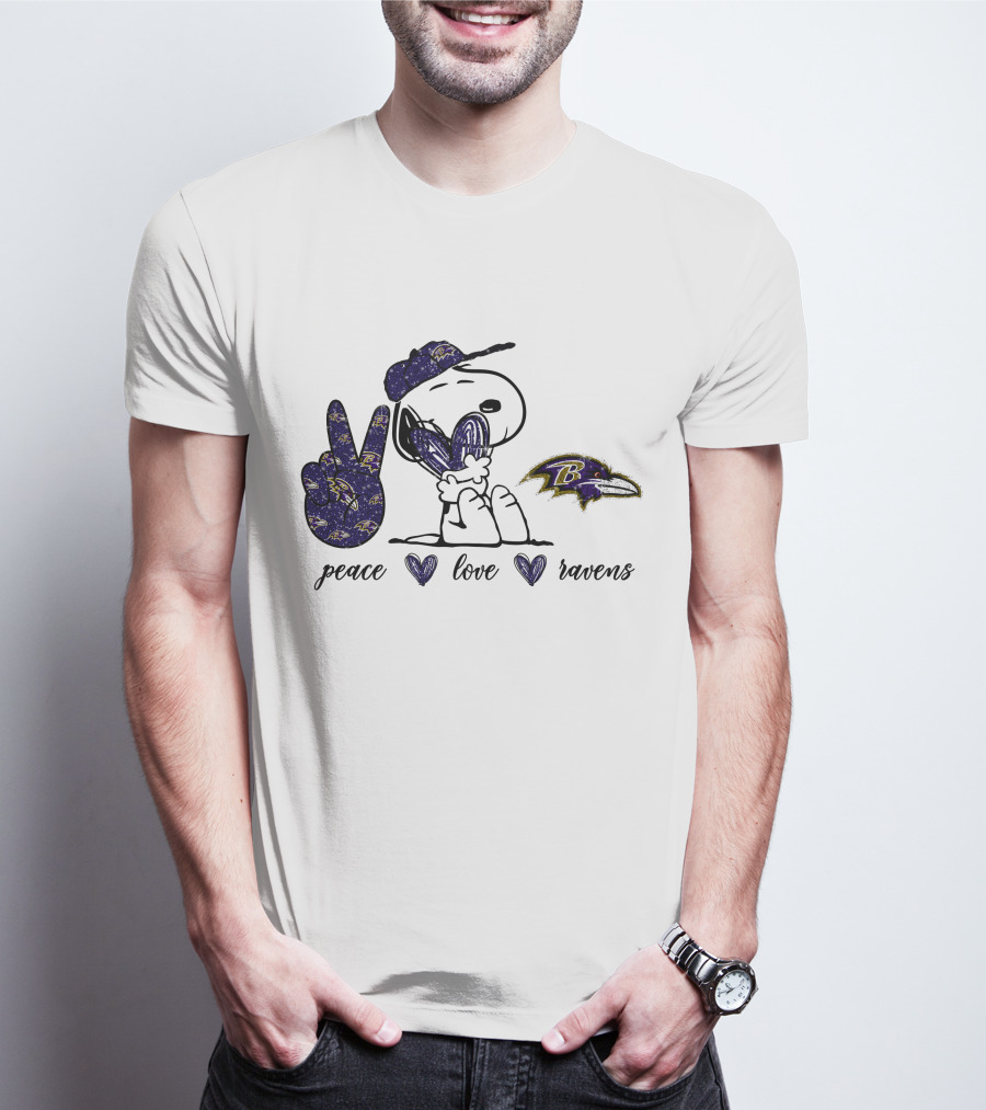 Peace Love Ravens Baltimore Snoopy T-Shirt