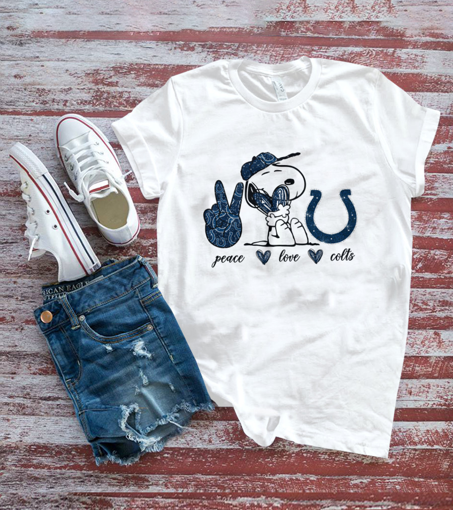 Peace Love Colts Snoopy Indianapolis T-Shirt