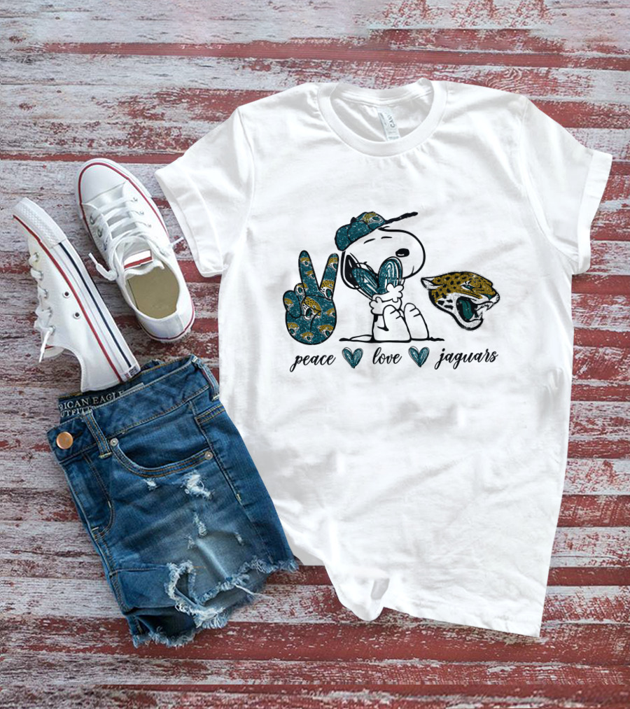 Peace Love Jacksonville Jaguars Snoopy T-Shirt