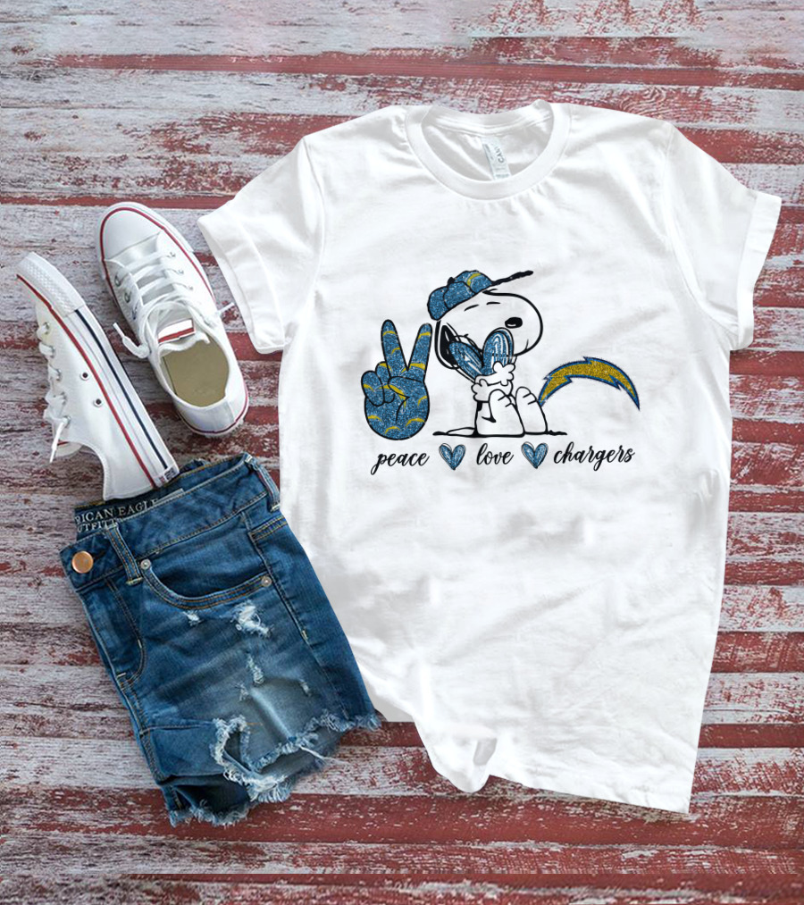 Peace Love Chargers Snoopy Football Fan T-Shirt