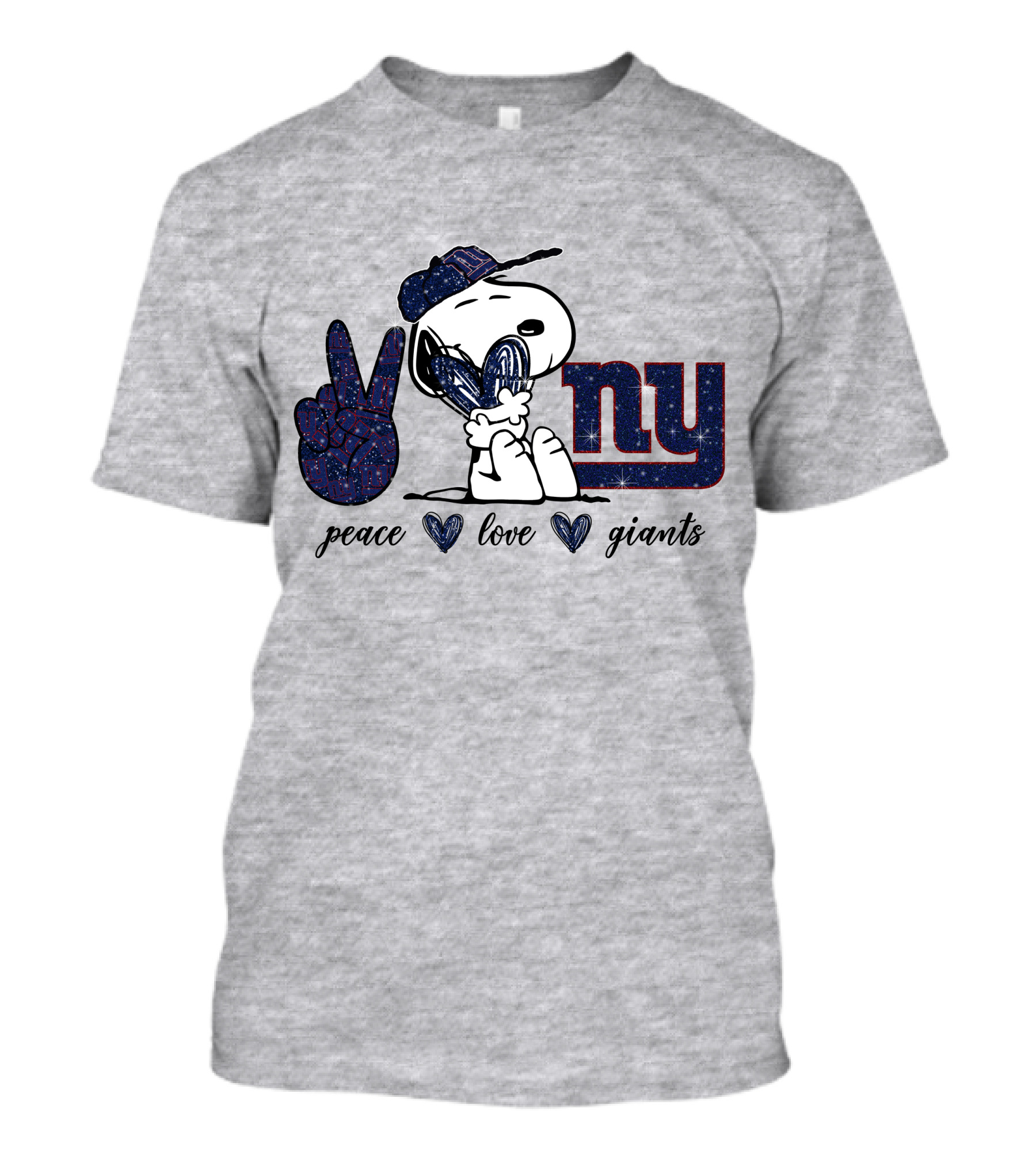 Peace Love NY Giants Snoopy Football Vintage Vibes T-Shirt