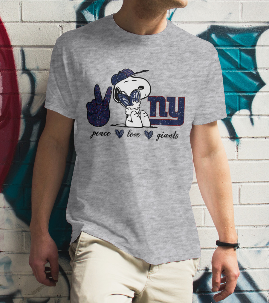 Peace Love NY Giants Snoopy Football Vintage Vibes T-Shirt