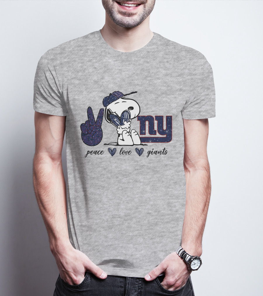 Peace Love NY Giants Snoopy Football Vintage Vibes T-Shirt