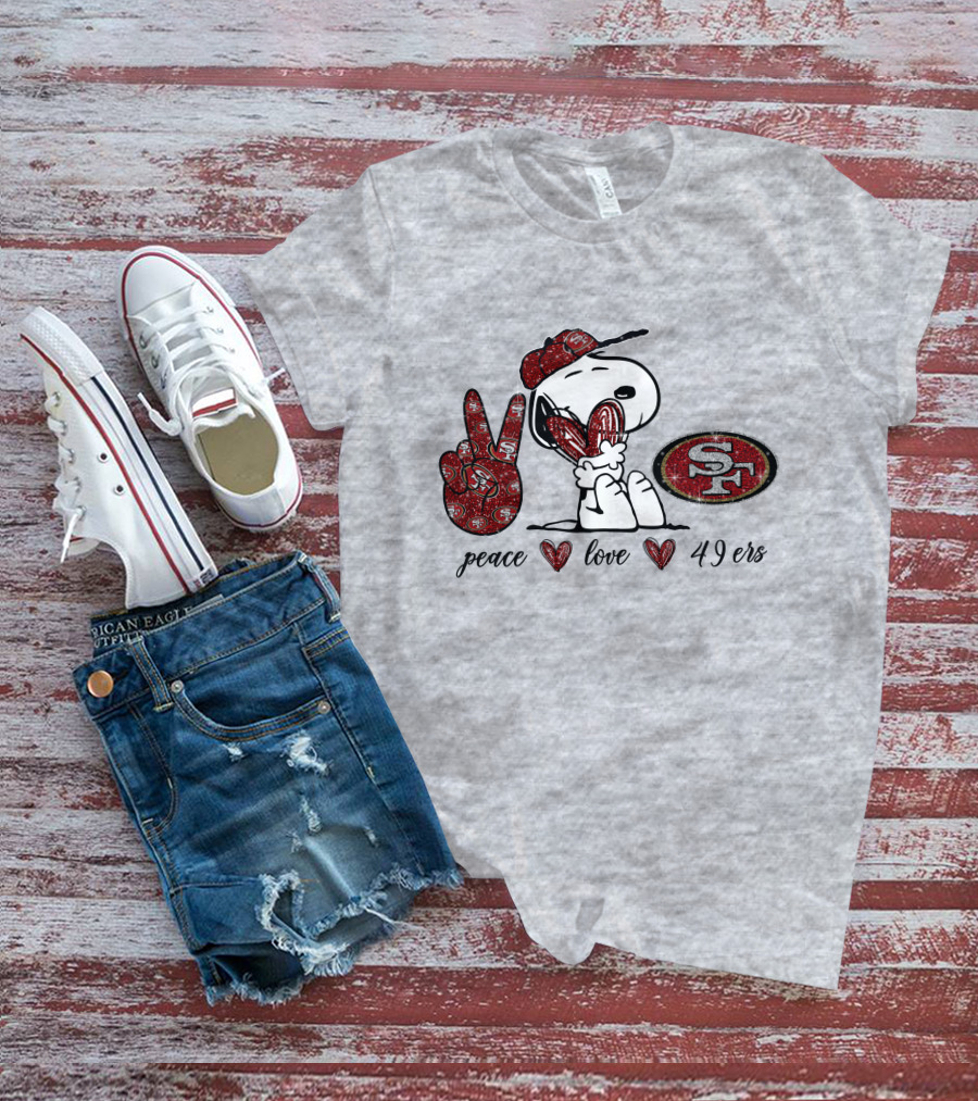Peace Love San Francisco 49ers Snoopy SF T-Shirt