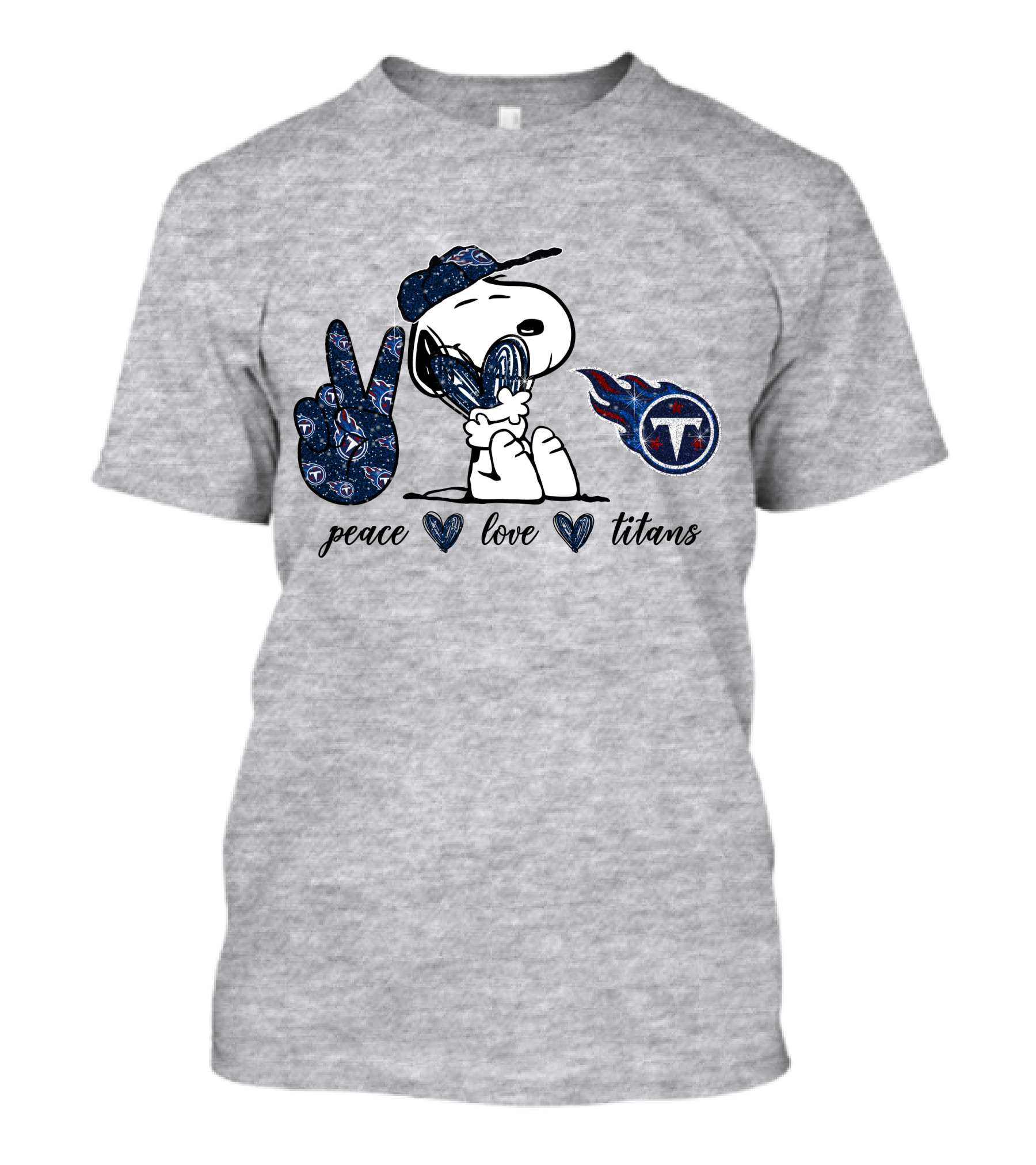 Peace Love Tennessee Titans Snoopy Football T-Shirt