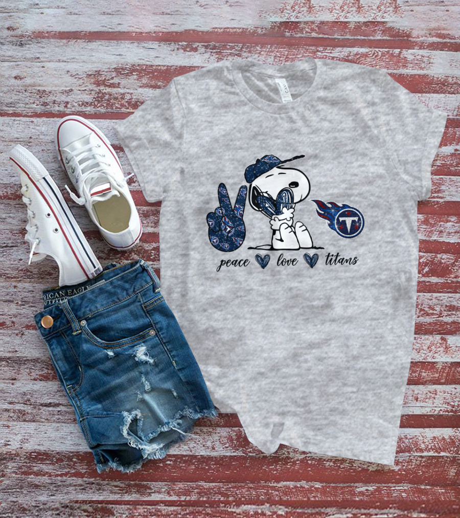 Peace Love Tennessee Titans Snoopy Football T-Shirt
