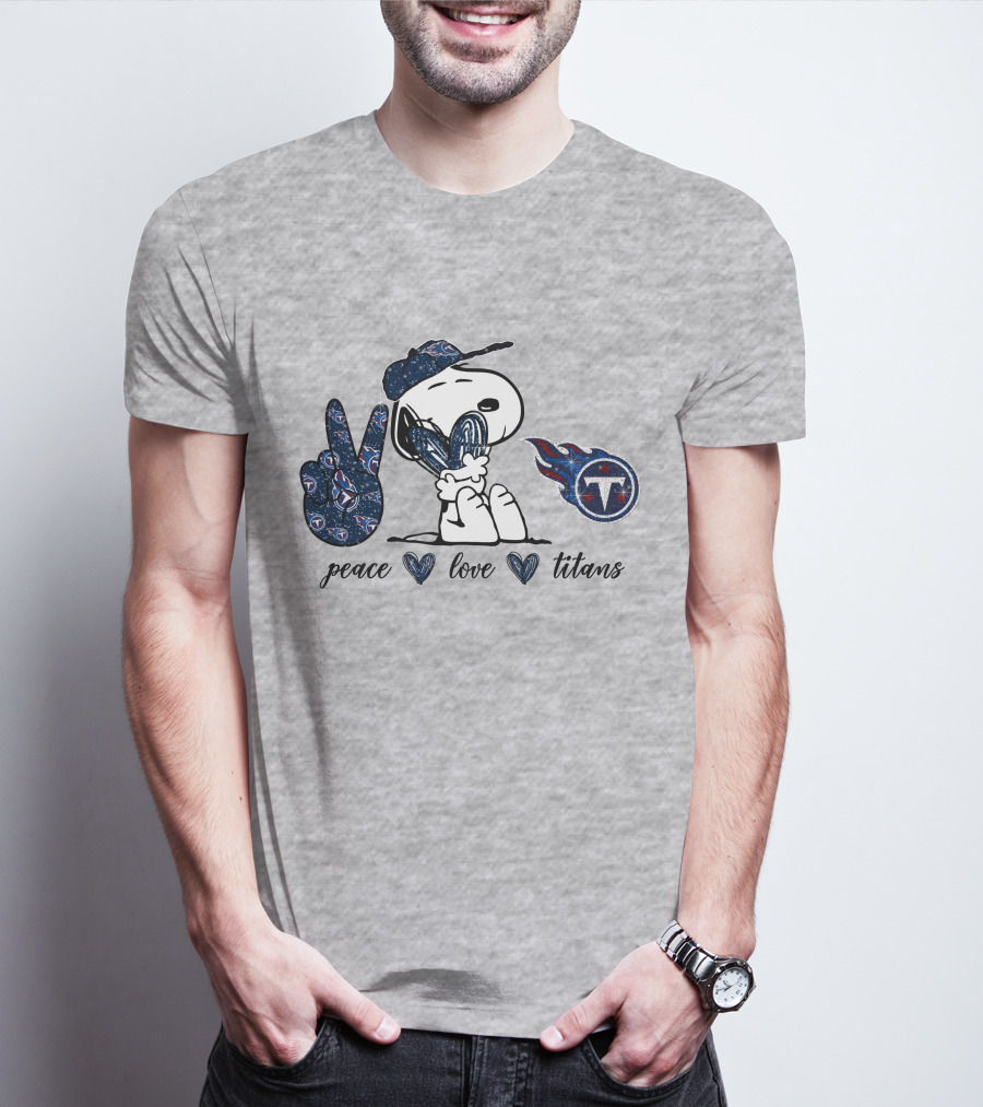 Peace Love Tennessee Titans Snoopy Football T-Shirt