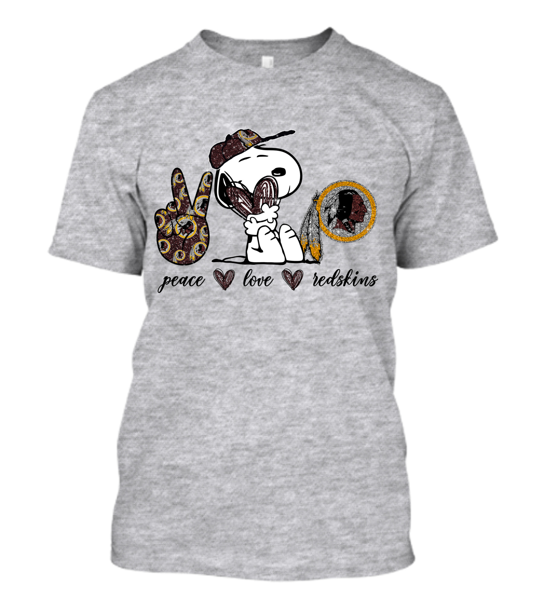 Peace Love Washington Redskins Snoopy Embrace T-Shirt