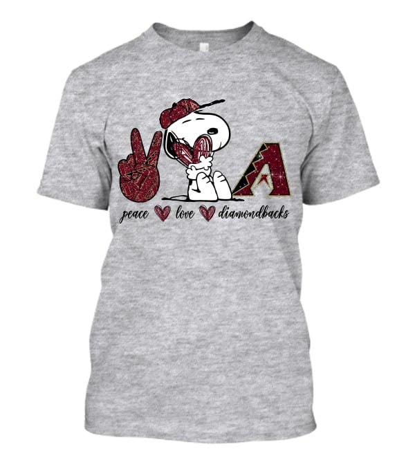 Peace Love Diamondbacks Snoopy Baseball Fan T-Shirt