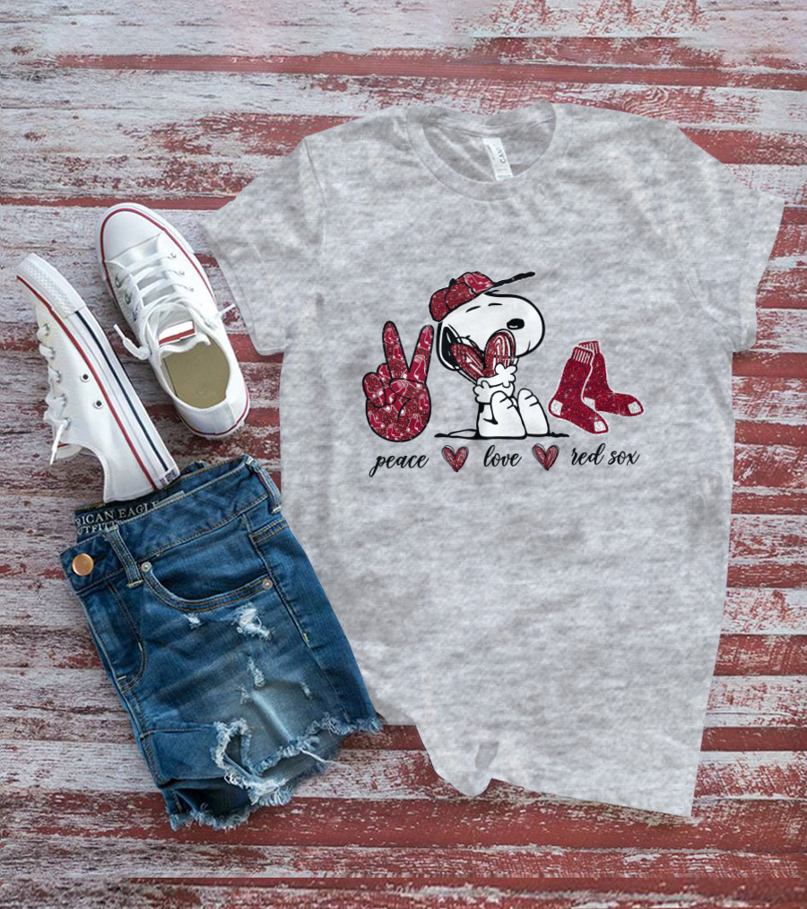Peace Love Snoopy Boston Red Sox T-Shirt