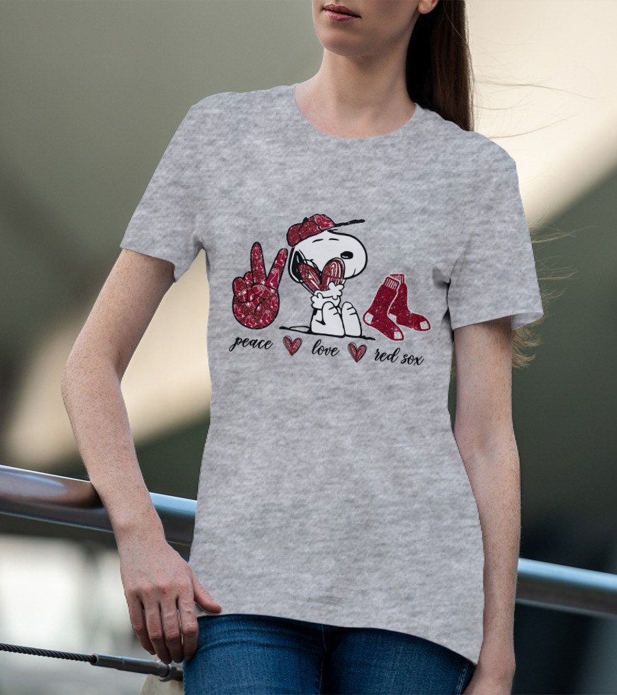 Peace Love Snoopy Boston Red Sox T-Shirt