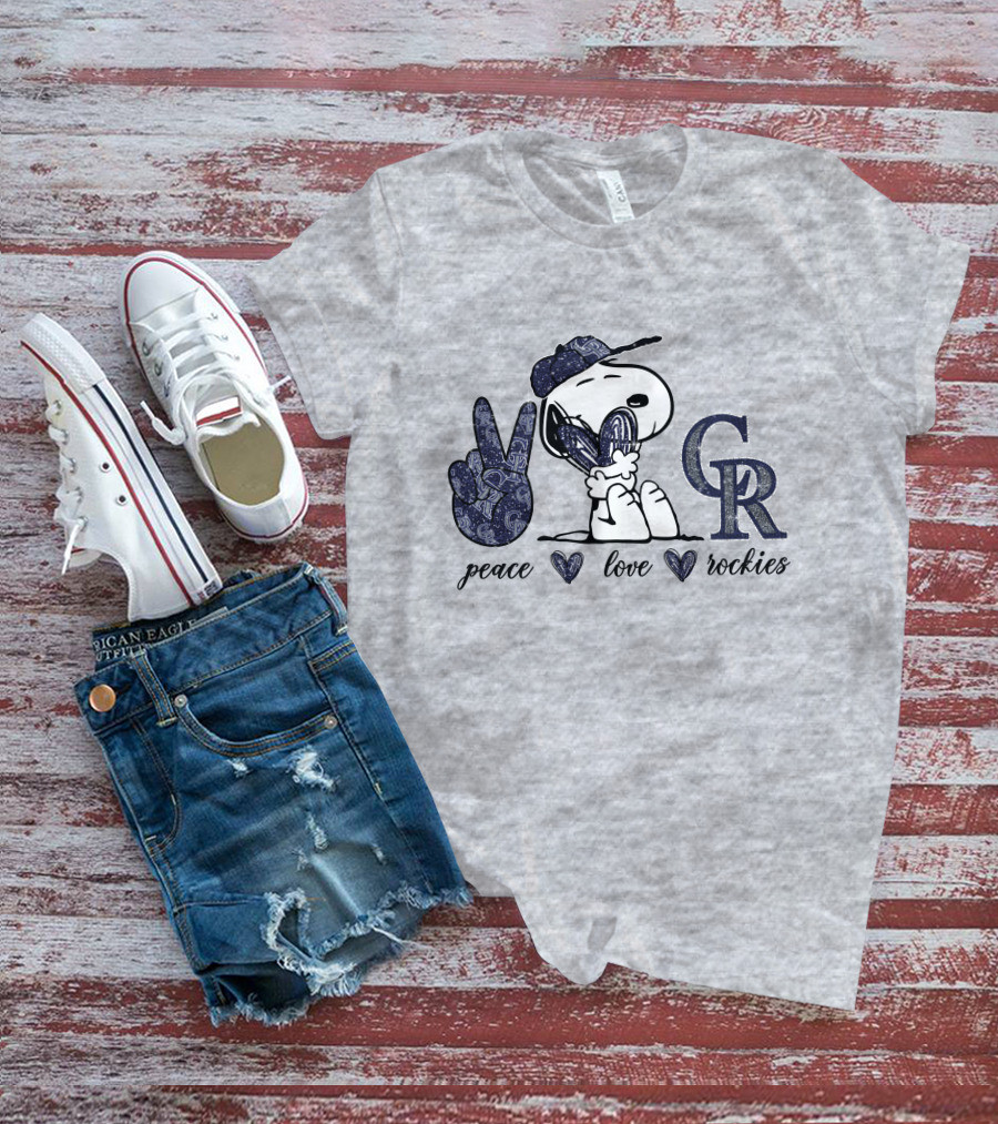 Peace Love Snoopy Colorado Rockies CR T-Shirt